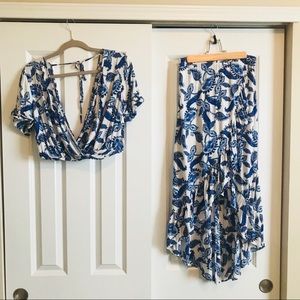 2 Piece beach Outfit (crop top & high-low skirt)